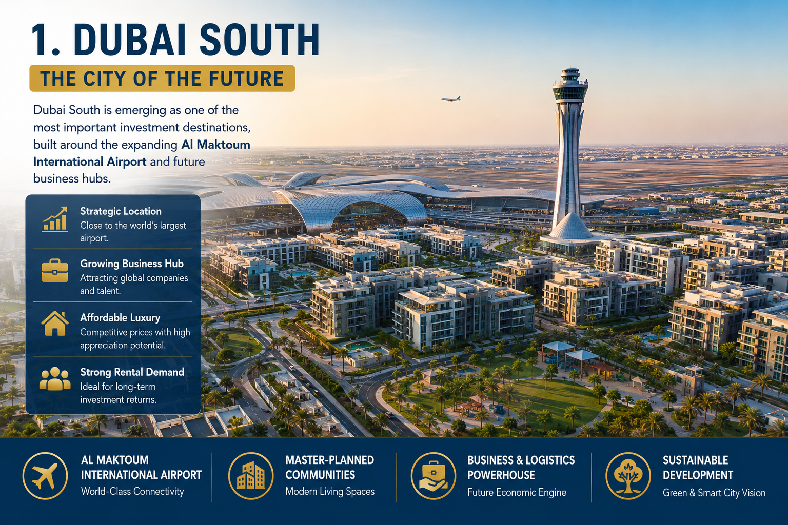 Dubai skyline showcasing future mega developments, waterfront communities, and luxury off-plan investment opportunities in Dubai 2026