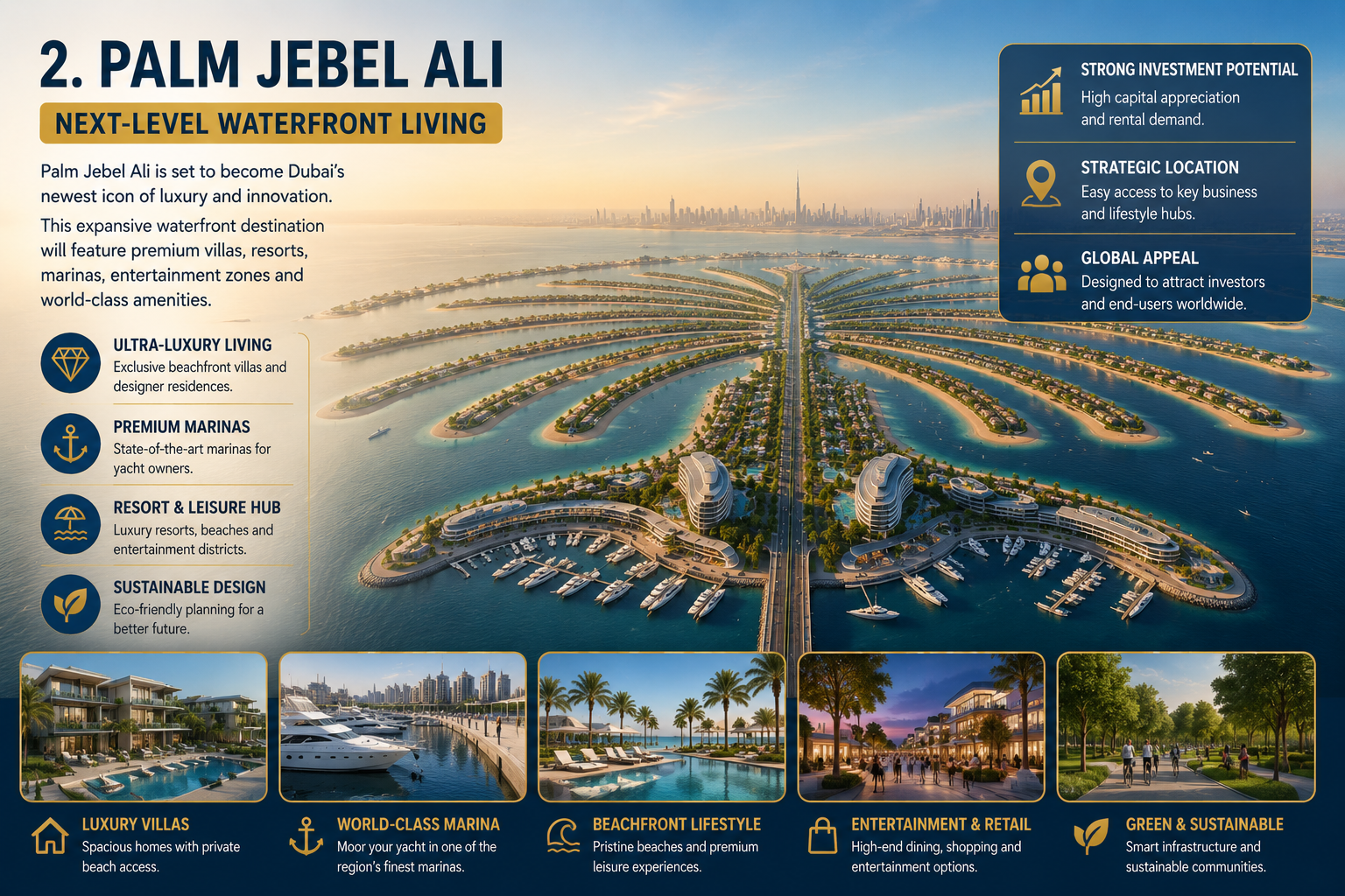 Dubai skyline showcasing future mega developments, waterfront communities, and luxury off-plan investment opportunities in Dubai 2026